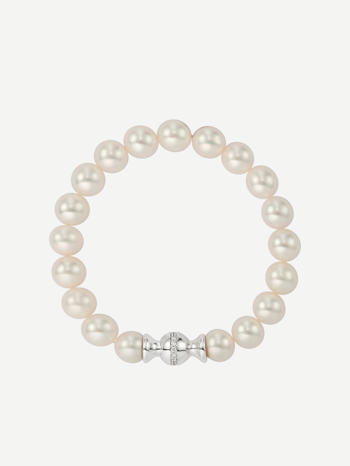 White Gold Akoya Pearl Bracelet with Diamonds from 0.16 ct