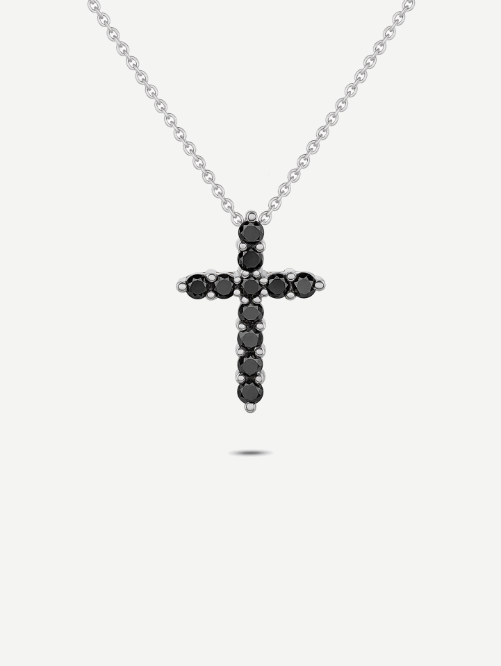 Balto aukso pakabukas su juodaisiais deimantais nuo 0,73 ct