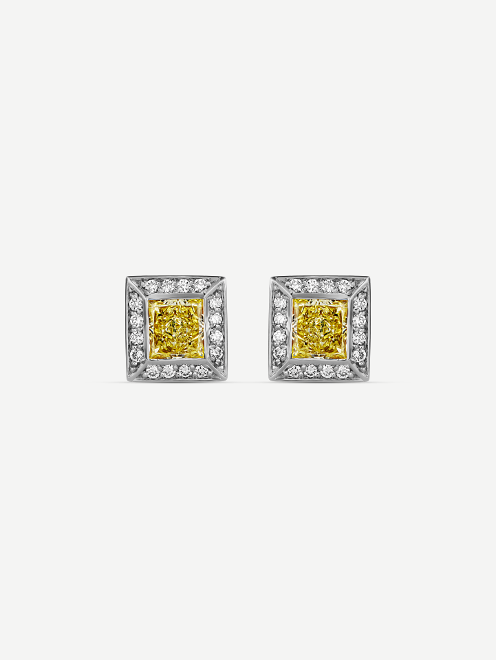 White Gold Yellow Diamond Earrings 0.86 ct | MARRY ME