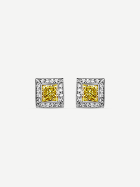 Yellow Diamond Earrings – White Gold