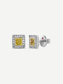 Balto aukso auskarai su geltonaisiais deimantais 0,86 ct