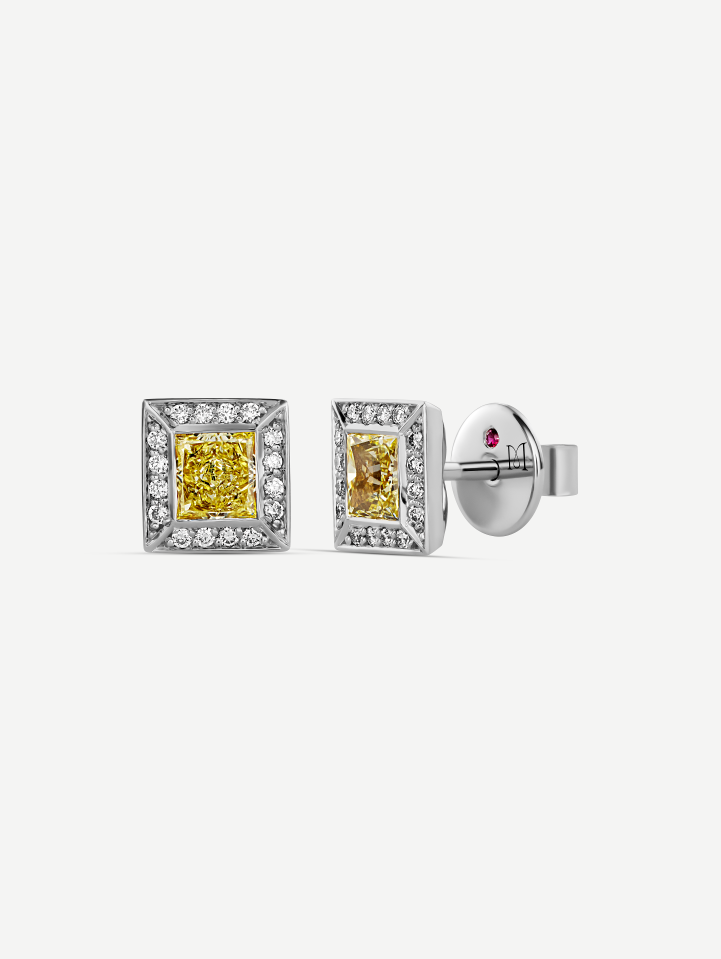 White Gold Yellow Diamond Earrings 0.86 ct | MARRY ME