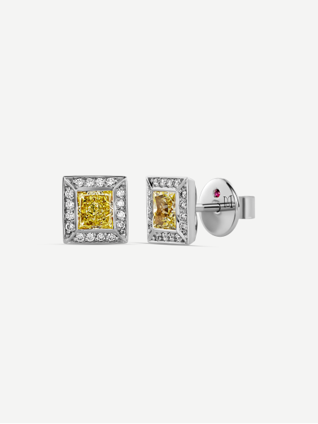 Yellow Diamond Earrings – White Gold
