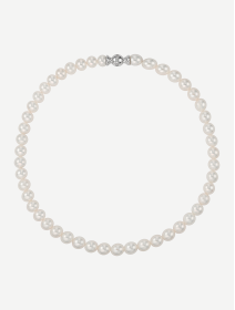 White Gold Pearl Necklace with Diamonds 0.16 ct | MARRY ME