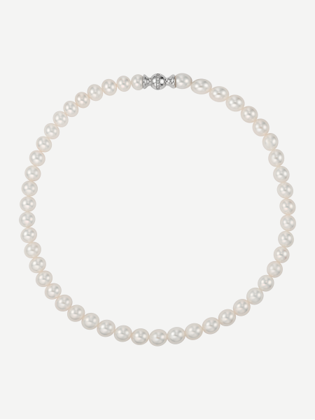 Pearl Necklace with Diamonds – White Gold