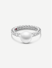 White Gold Akoya Pearl Ring with Diamonds from 1.25 ct