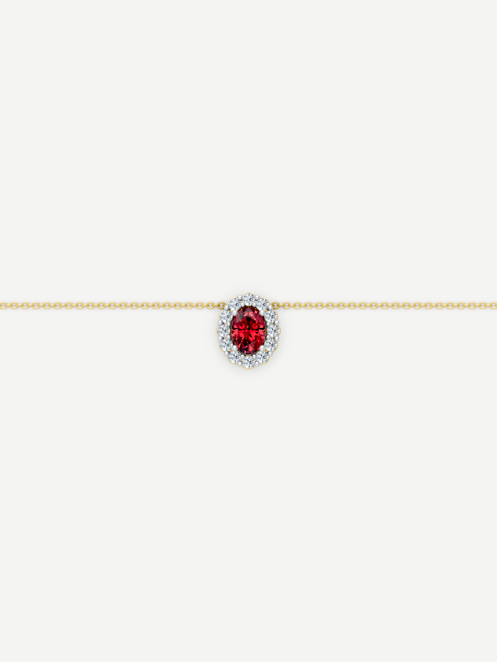Yellow Gold Ruby and White Diamond Pendant 1.23 ct