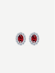Balto aukso auskarai su rubinais ir deimantais nuo 1,65 ct