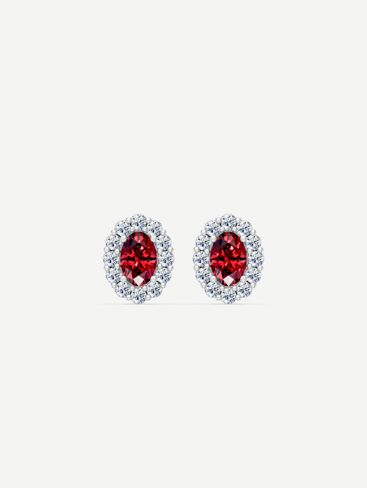 Balto aukso auskarai su rubinais ir deimantais nuo 1,65 ct