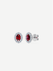 Balto aukso auskarai su rubinais ir deimantais nuo 1,65 ct