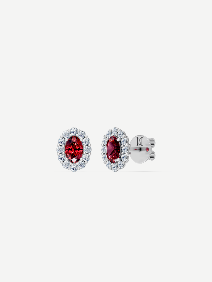 Balto aukso auskarai su rubinais ir deimantais nuo 1,65 ct