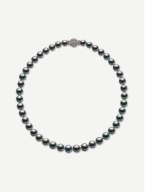 White Gold Tahitian Pearl Necklace with Diamonds 0.75 ct