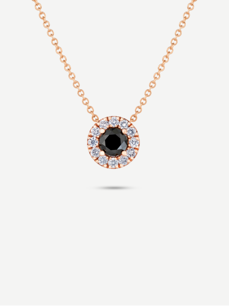 Black and White Diamond Pendant – Rose Gold
