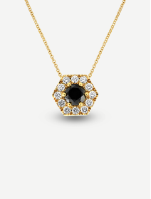 Signature Yellow Gold Black and White Diamond Pendant 1.42 ct