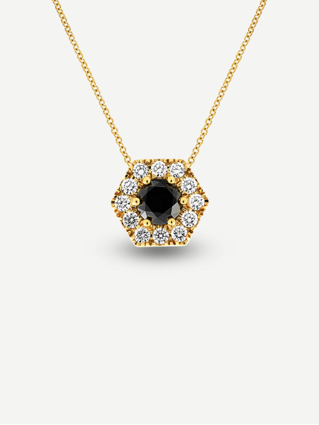Signature Black and White Diamond Pendant – Yellow Gold