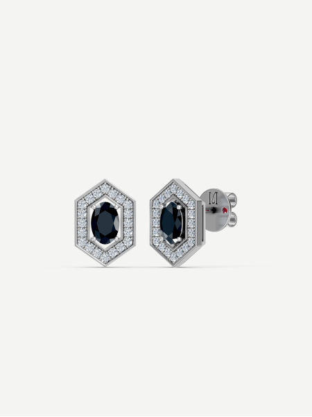 Signature Black and White Diamond Earrings – White Gold