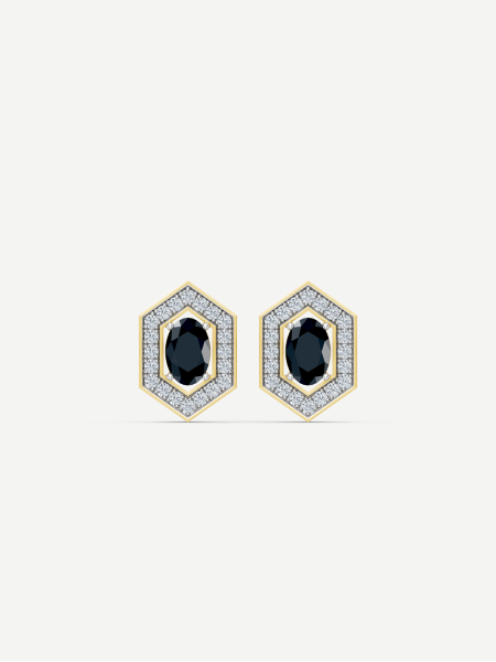 Signature Black and White Diamond Earrings – Yellow Gold