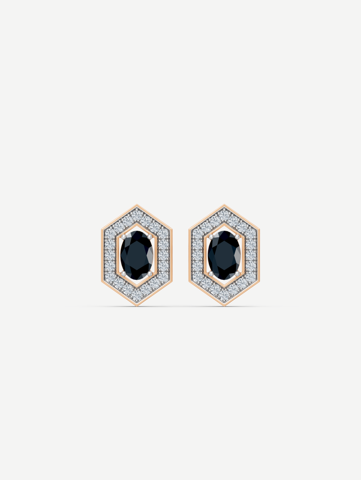 Signature Rose Gold Black and White Diamond Earrings 1.19 ct