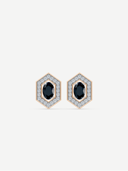 Signature Black and White Diamond Earrings – Rose Gold