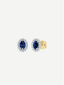 Yellow Gold Sapphire and Diamond Earrings from 1.45 ct