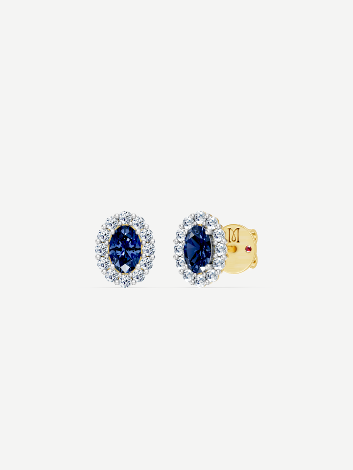 Yellow Gold Sapphire and Diamond Earrings from 1.45 ct