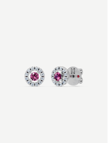 White Gold Pink Sapphire and Diamond Earrings 0.37 ct
