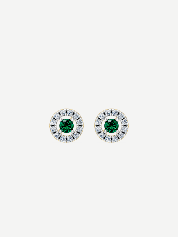 Yellow Gold Emerald and Diamond Earrings 0.22 ct | MARRY ME