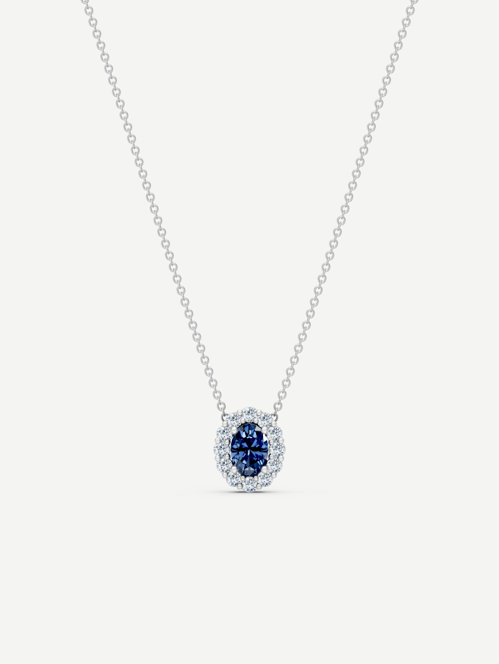 White Gold Sapphire and White Diamond Pendant from 1.21 ct