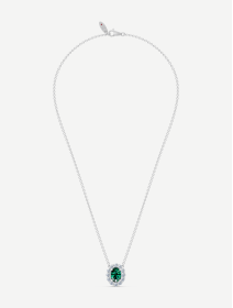 White Gold Emerald and White Diamond Pendant from 1.02 ct