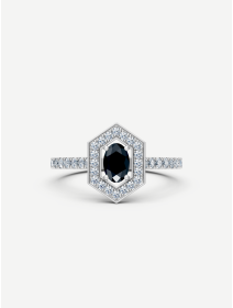 Signature White Gold Black and White Diamond Ring 0.84 ct