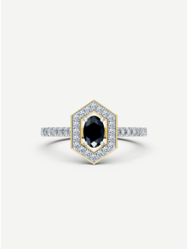 Signature Yellow Gold Black and White Diamond Ring from 0.84 ct